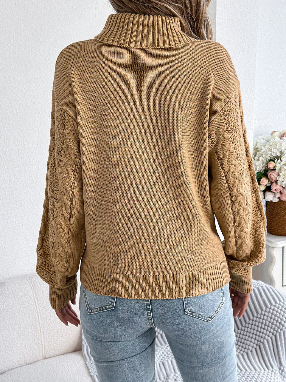 Turtleneck Cable Knit Sweater