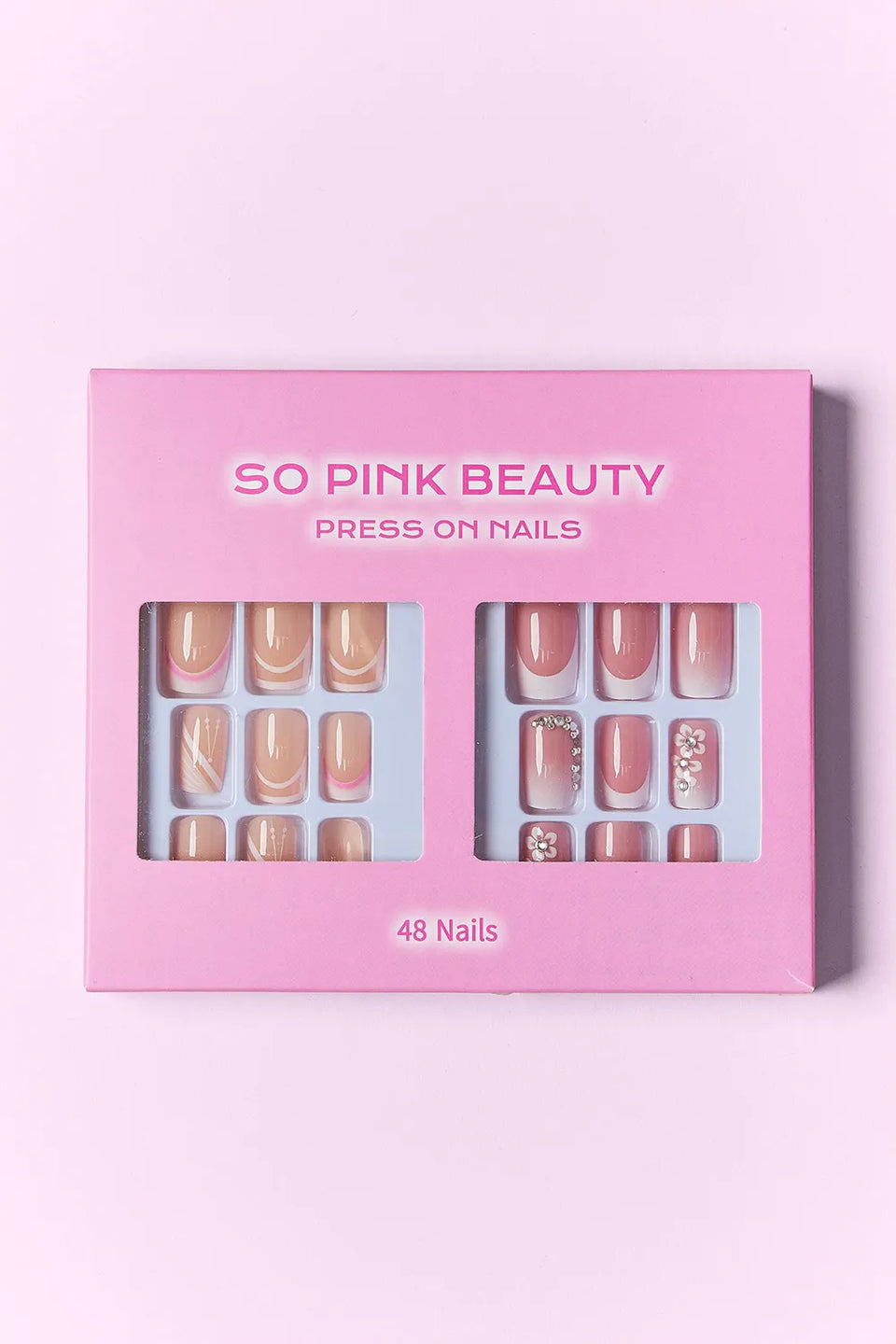 SO PINK BEAUTY Press-On Nails 2-Pack – Maven, Euphoria, Candy Glitz, Pop of Pink, Naturistic