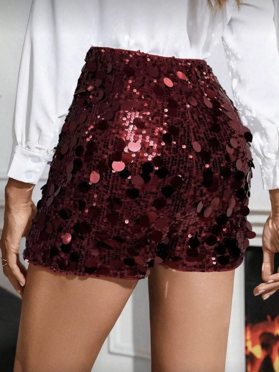High-Waisted Sequin Shorts