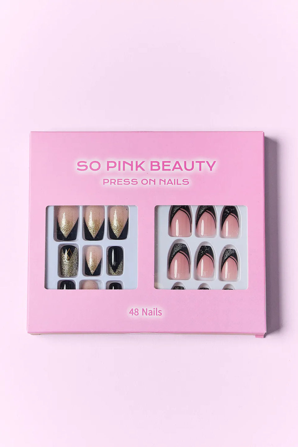 SO PINK BEAUTY Press-On Nails 2-Pack – Elegance, Nova, Ocean Pearl, Pretty in Pink, French Fantasy