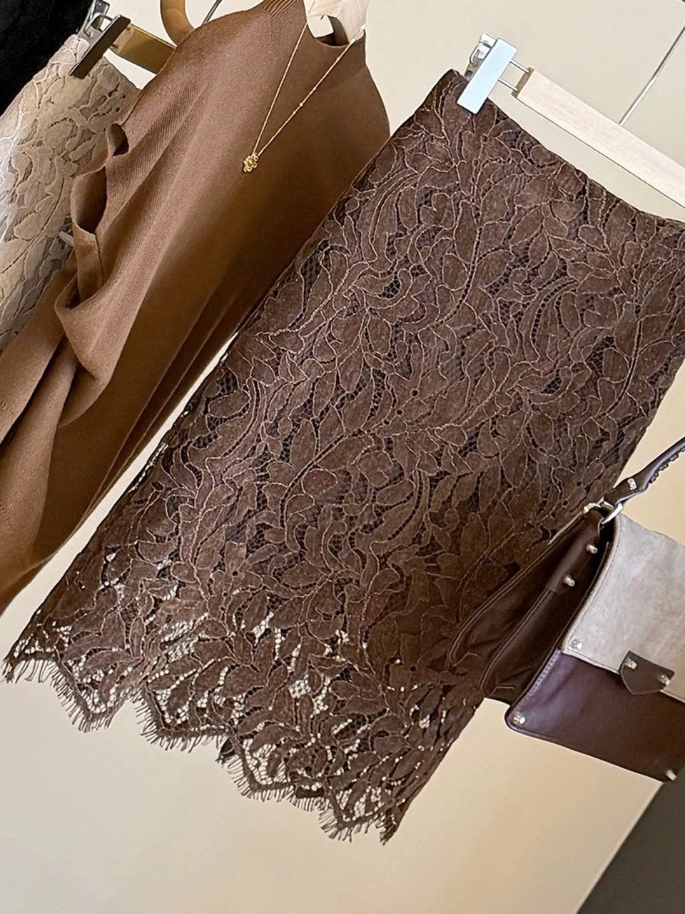 High-Waisted Lace Skirt