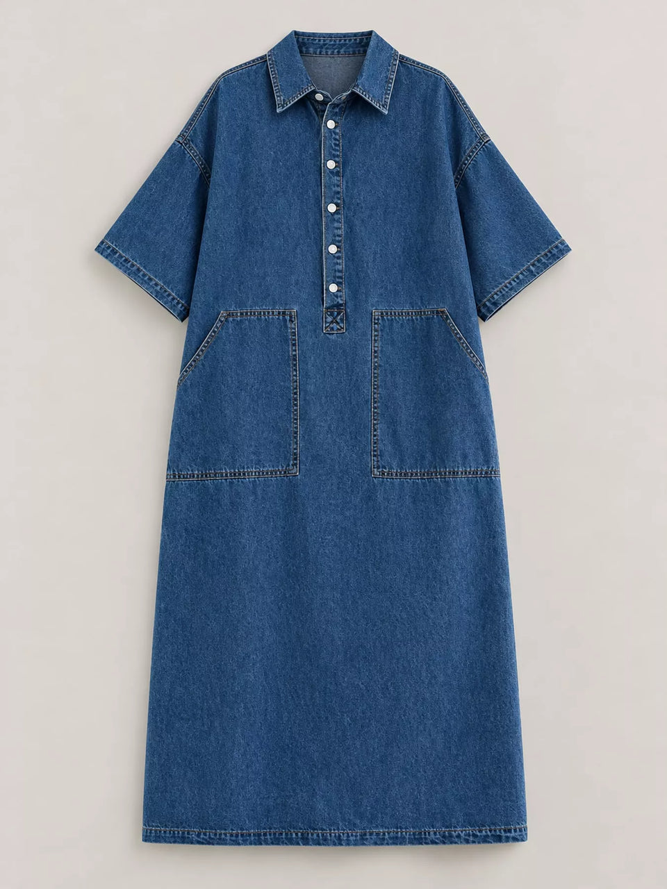 Button Front Denim Shirt Dress