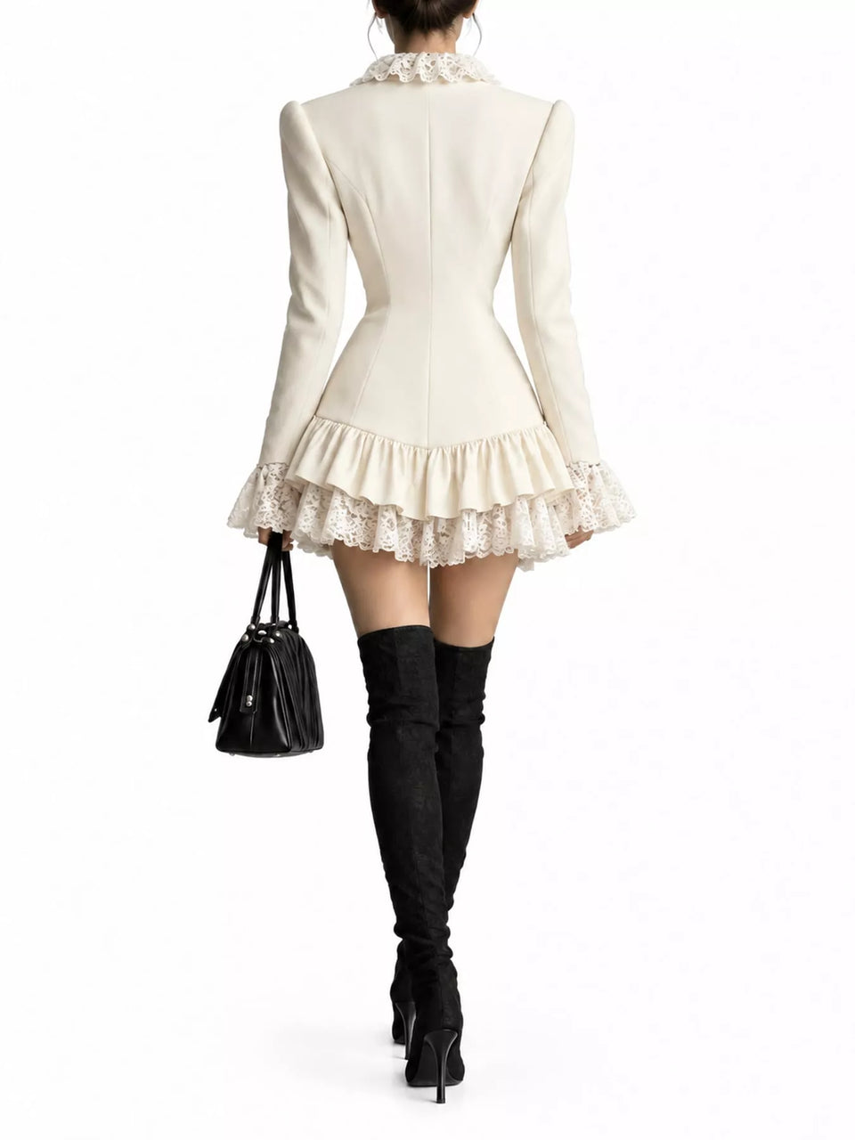 Lace Trim Blazer Dress