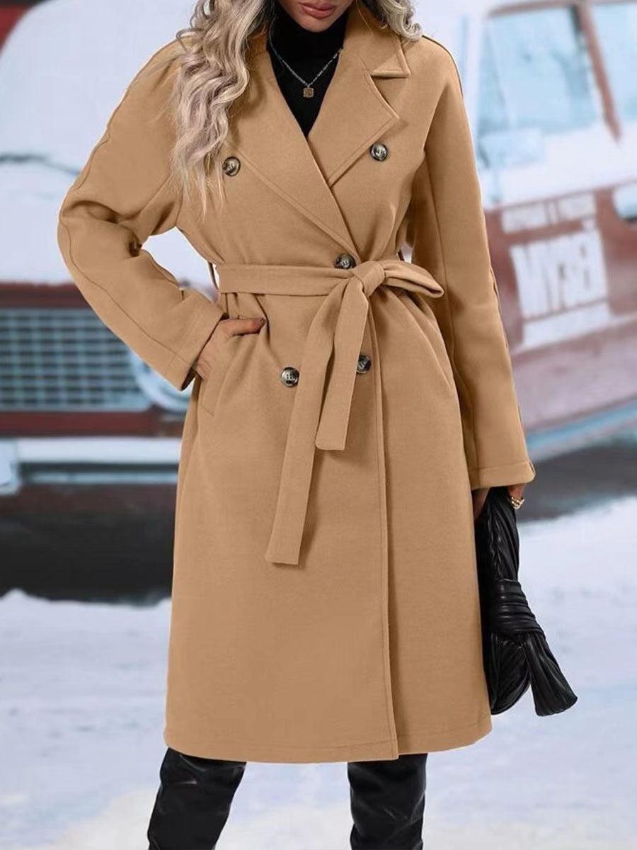 Dubbelknäppt trenchcoat med skärp