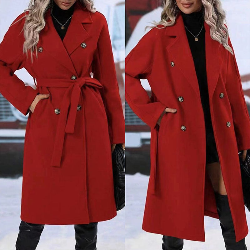 Dubbelknäppt trenchcoat med skärp