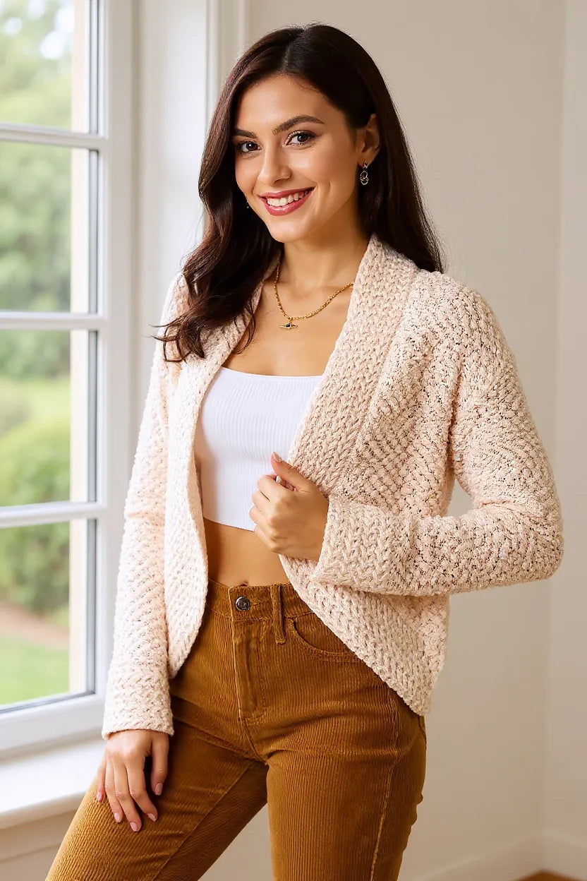 Double Take Open Front Long Sleeve Cardigan