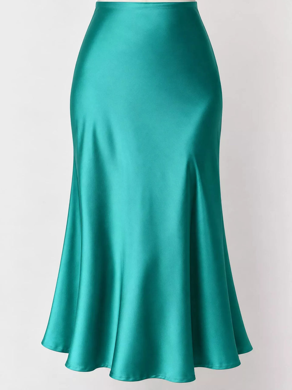 High-Waisted Satin Midi Skirt