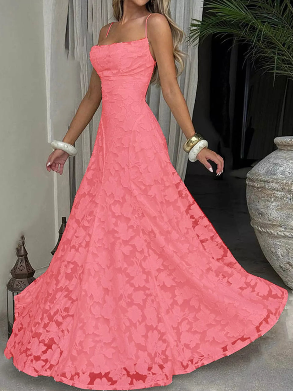 Backless Lace Maxi Dress