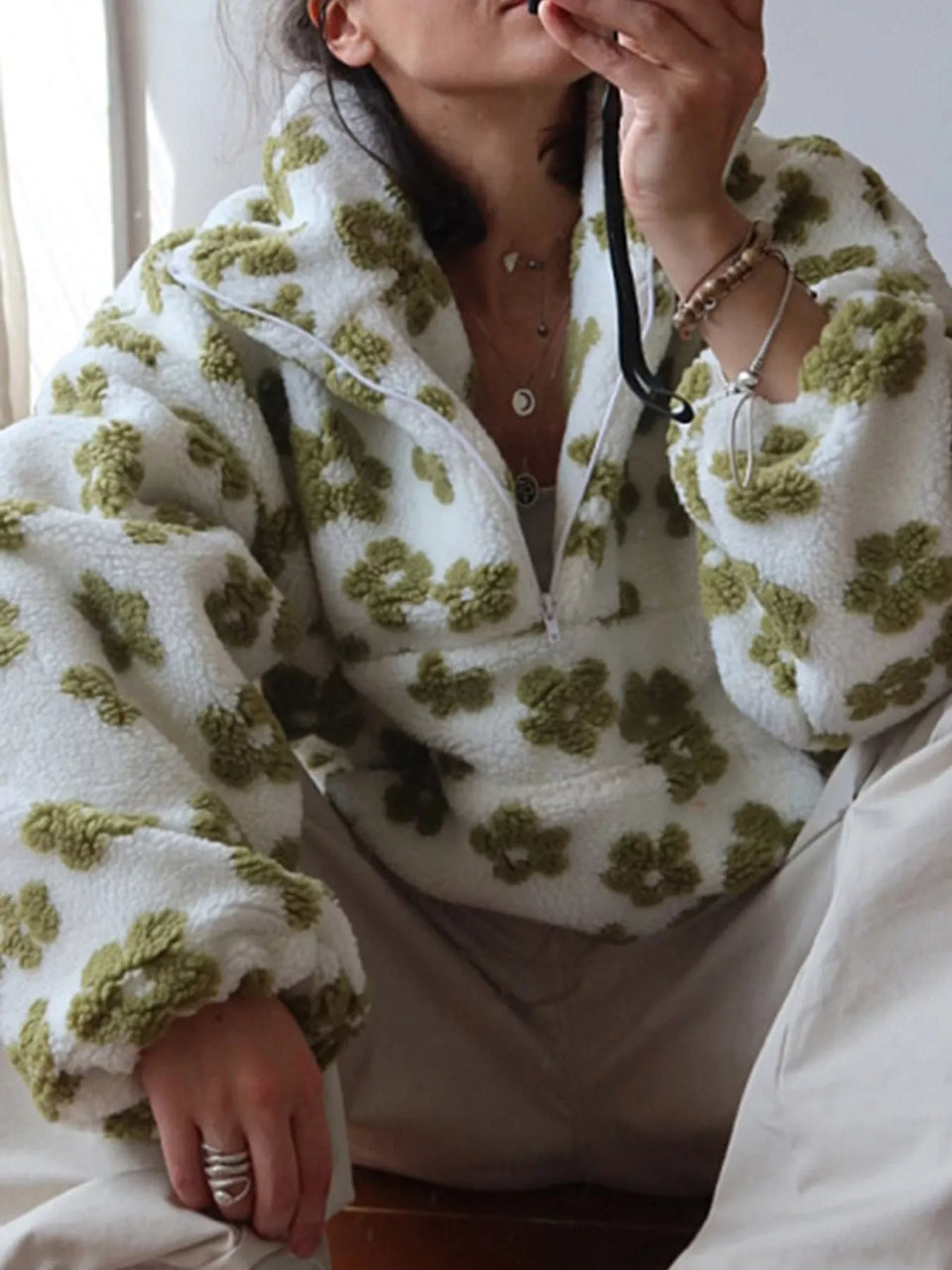 Quarter-Zip Sherpa Sweatshirt