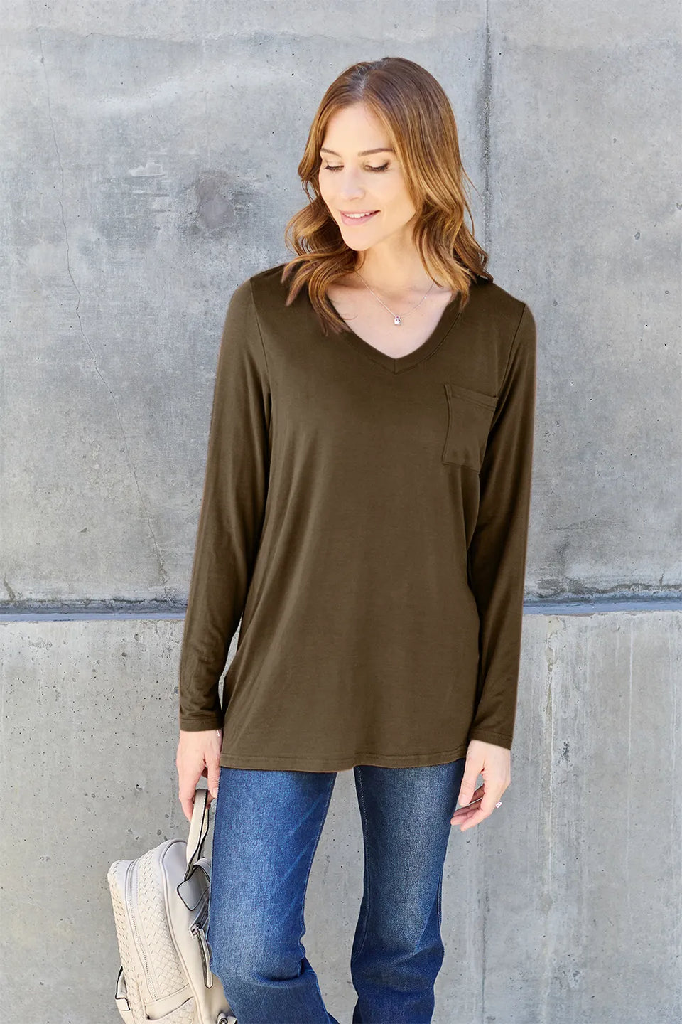 Basic Bae V-Neck Long Sleeve Top