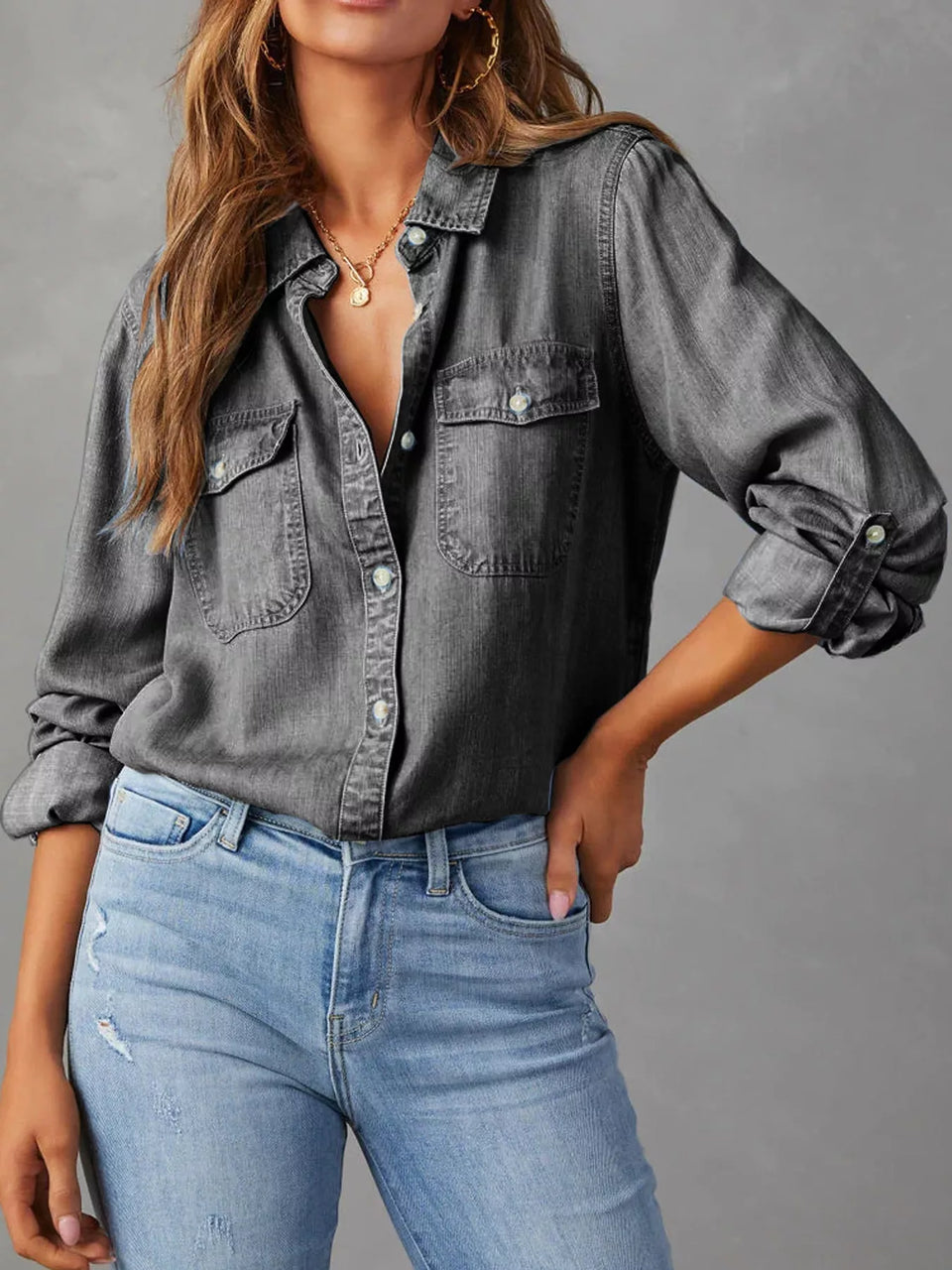 Classic Button-Down Denim Shirt