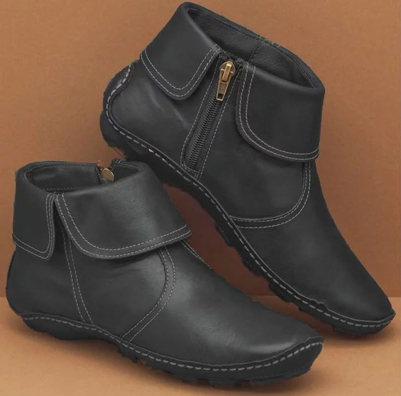 Platta ankelboots med dragkedja