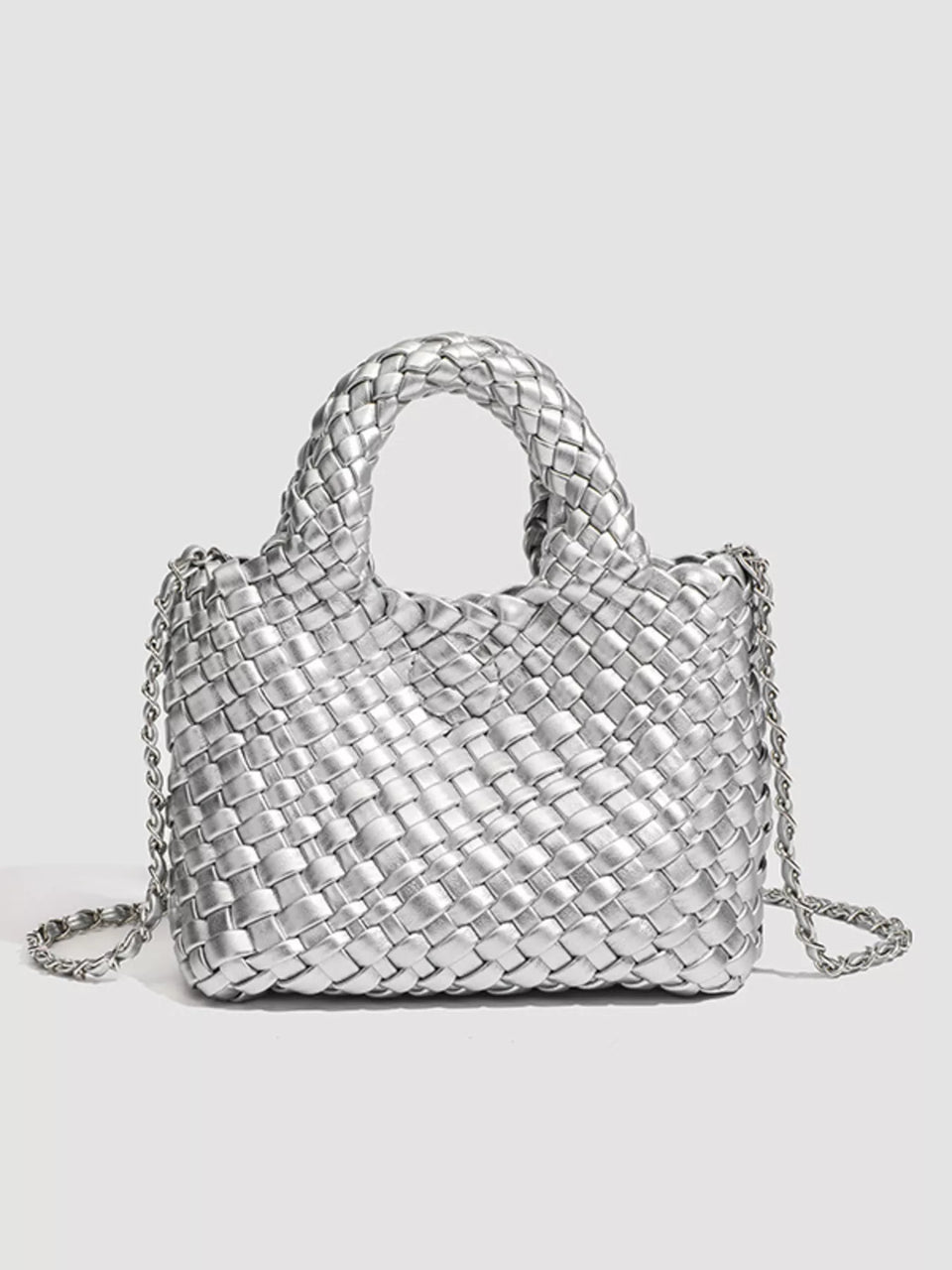 Woven Texture Mini Crossbody Bag with Chain Strap