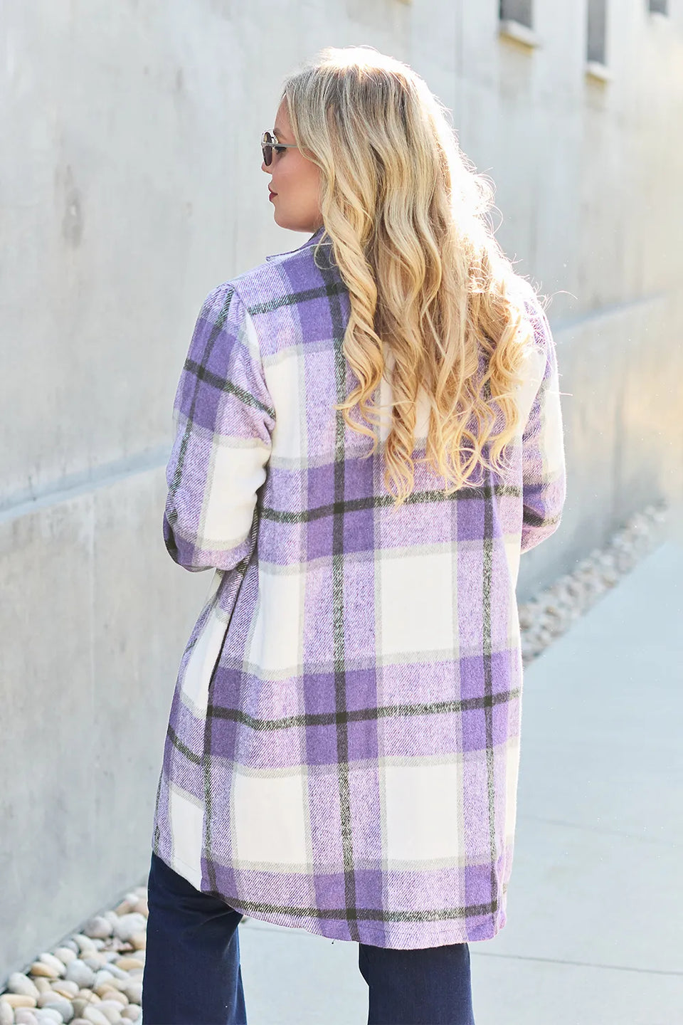 Double Take Plaid Button-Up Lapel Collar Coat