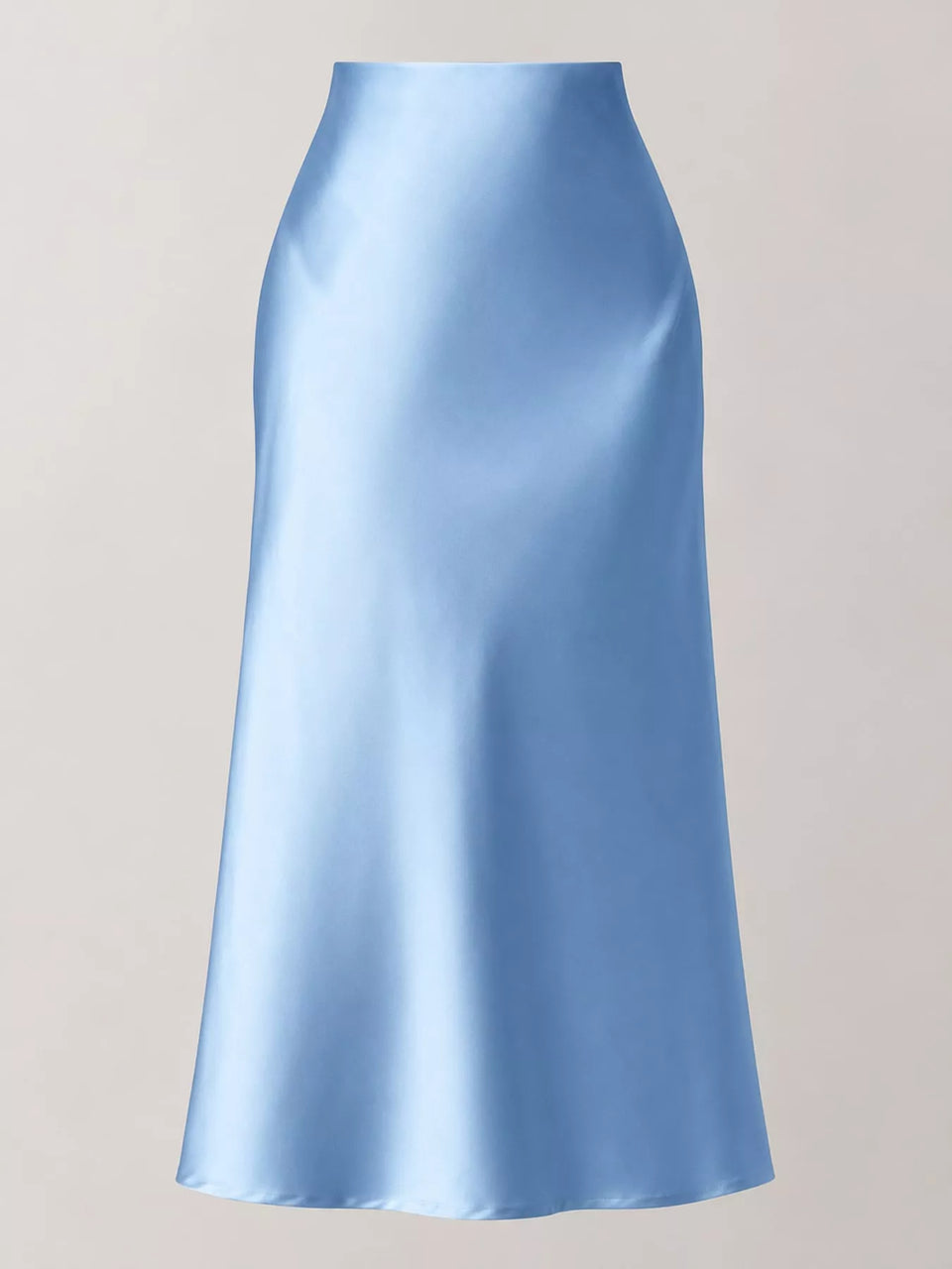 High-Waisted Satin Midi Skirt