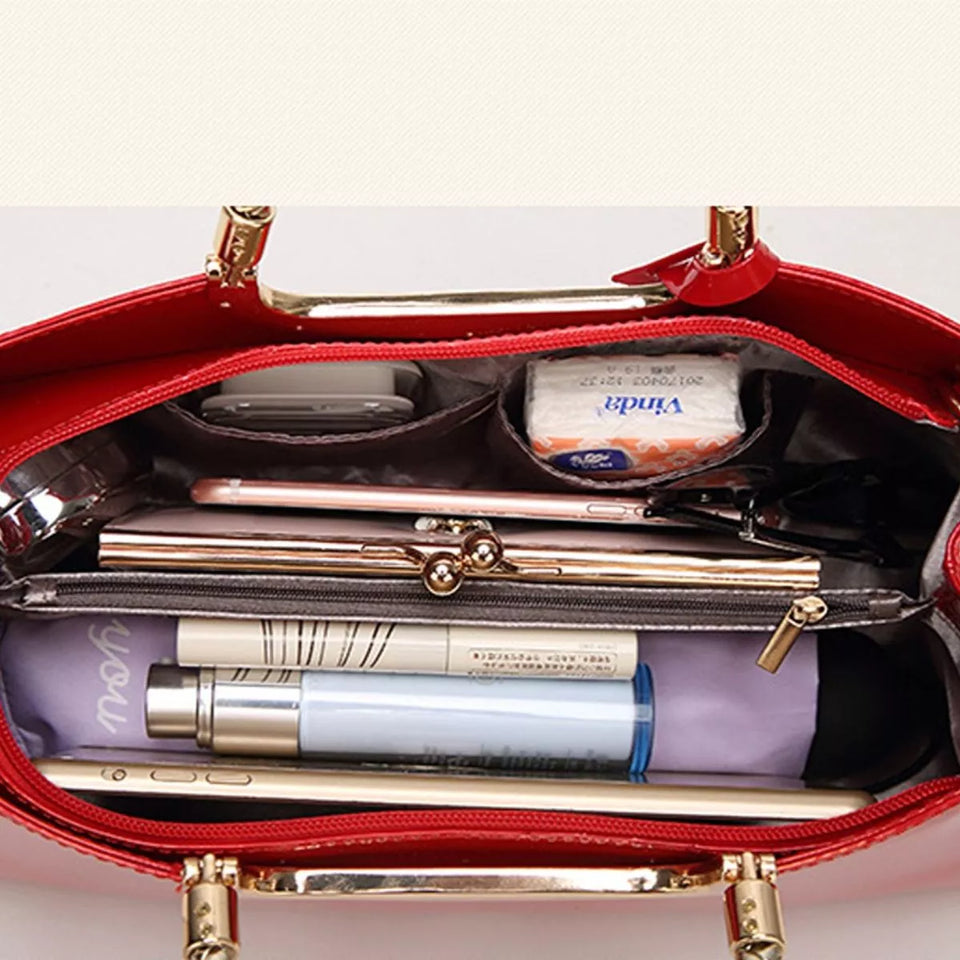 Patent Leather Handbag with Top Handle