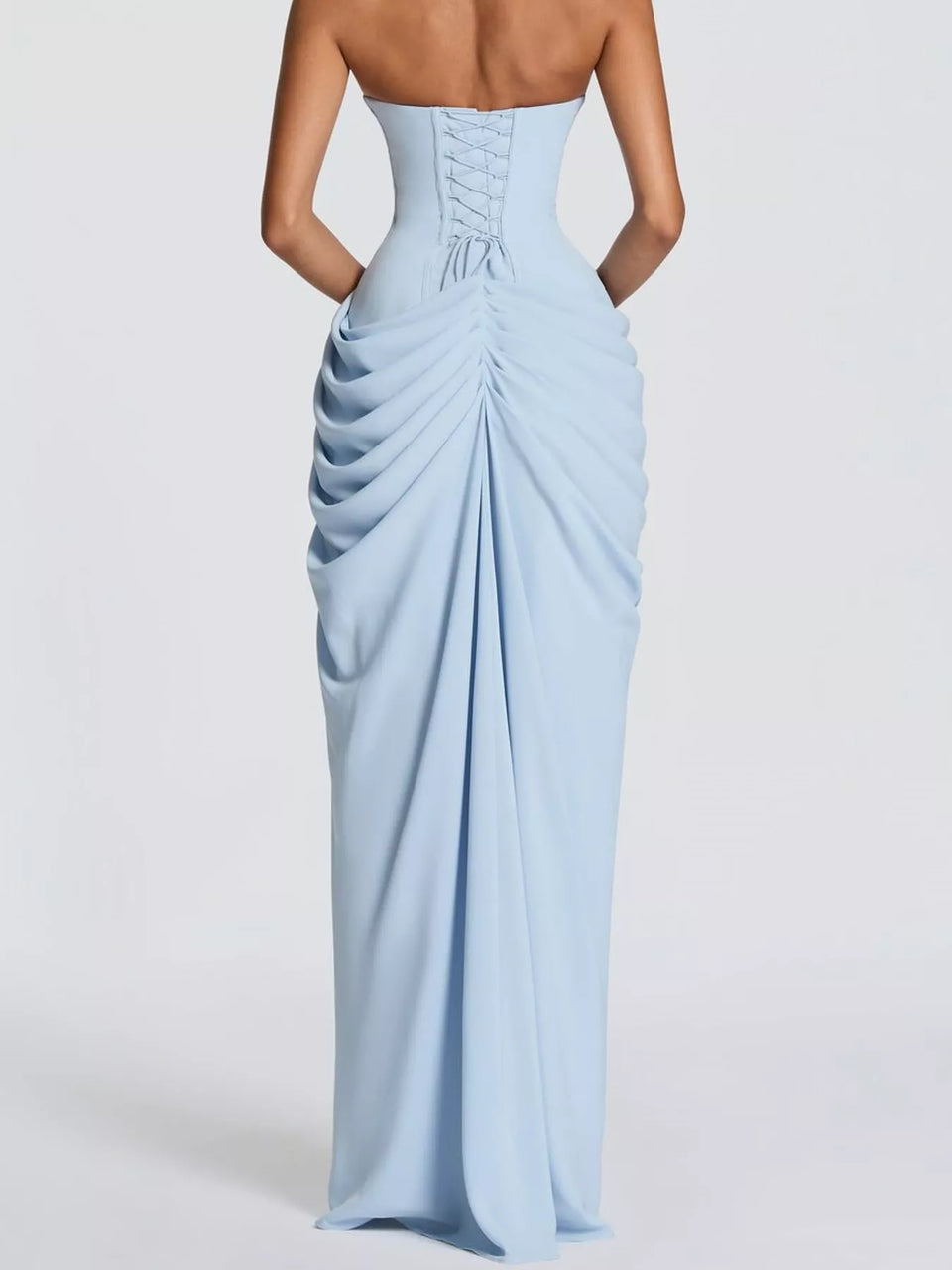 Elegant Strapless Ruched High-Slit Evening Dress