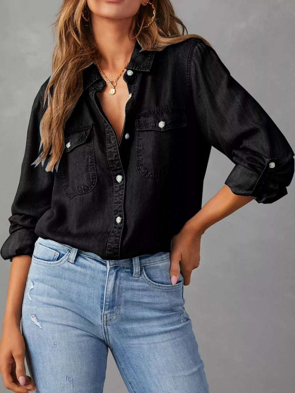 Classic Button-Down Denim Shirt
