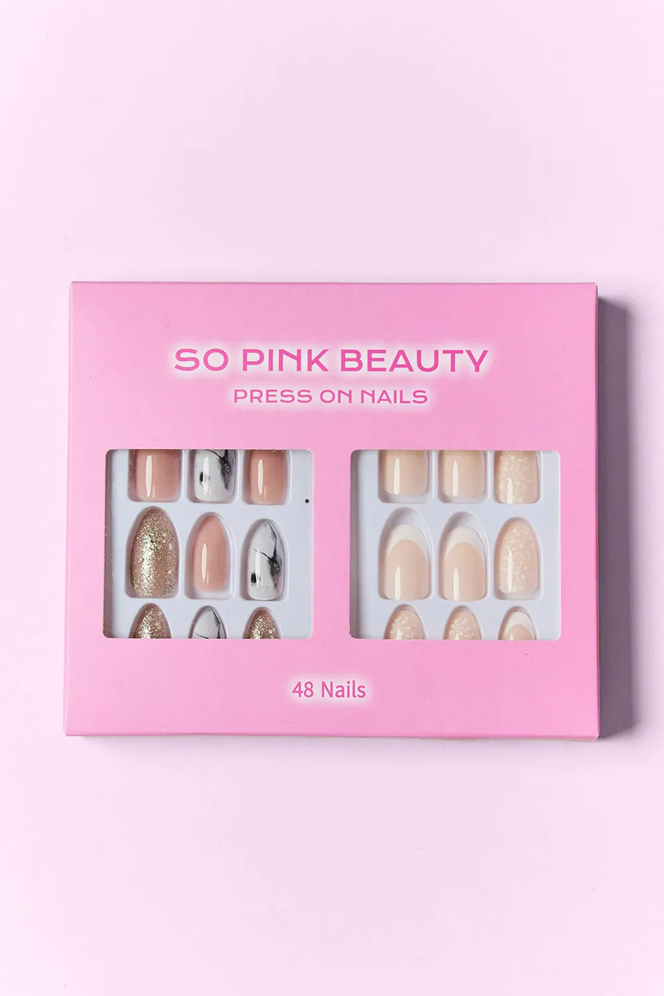 SO PINK BEAUTY Press-On Nails 2-Pack – Maven, Euphoria, Candy Glitz, Pop of Pink, Naturistic