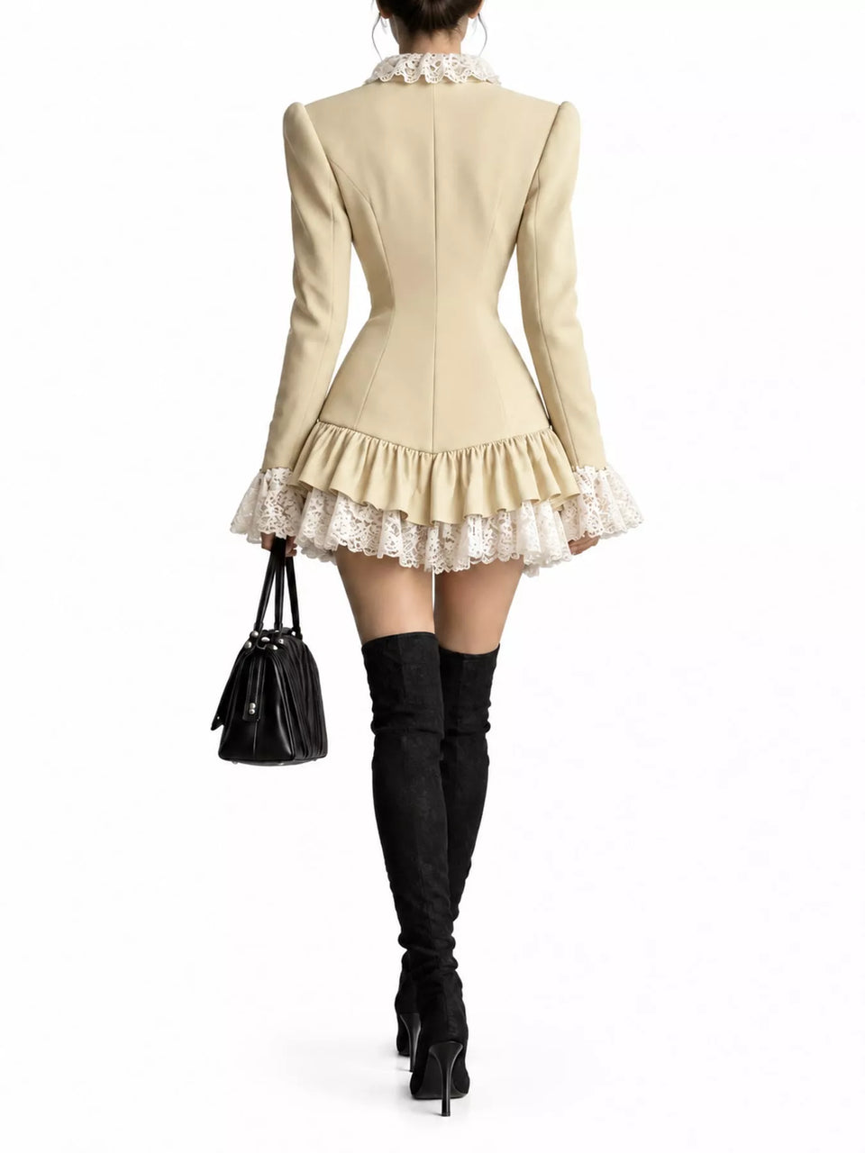 Lace Trim Blazer Dress
