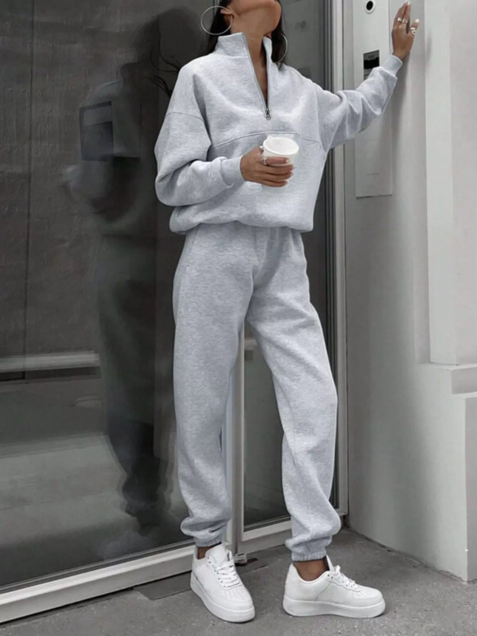 Half-Zip Sweatshirt and Joggers Set