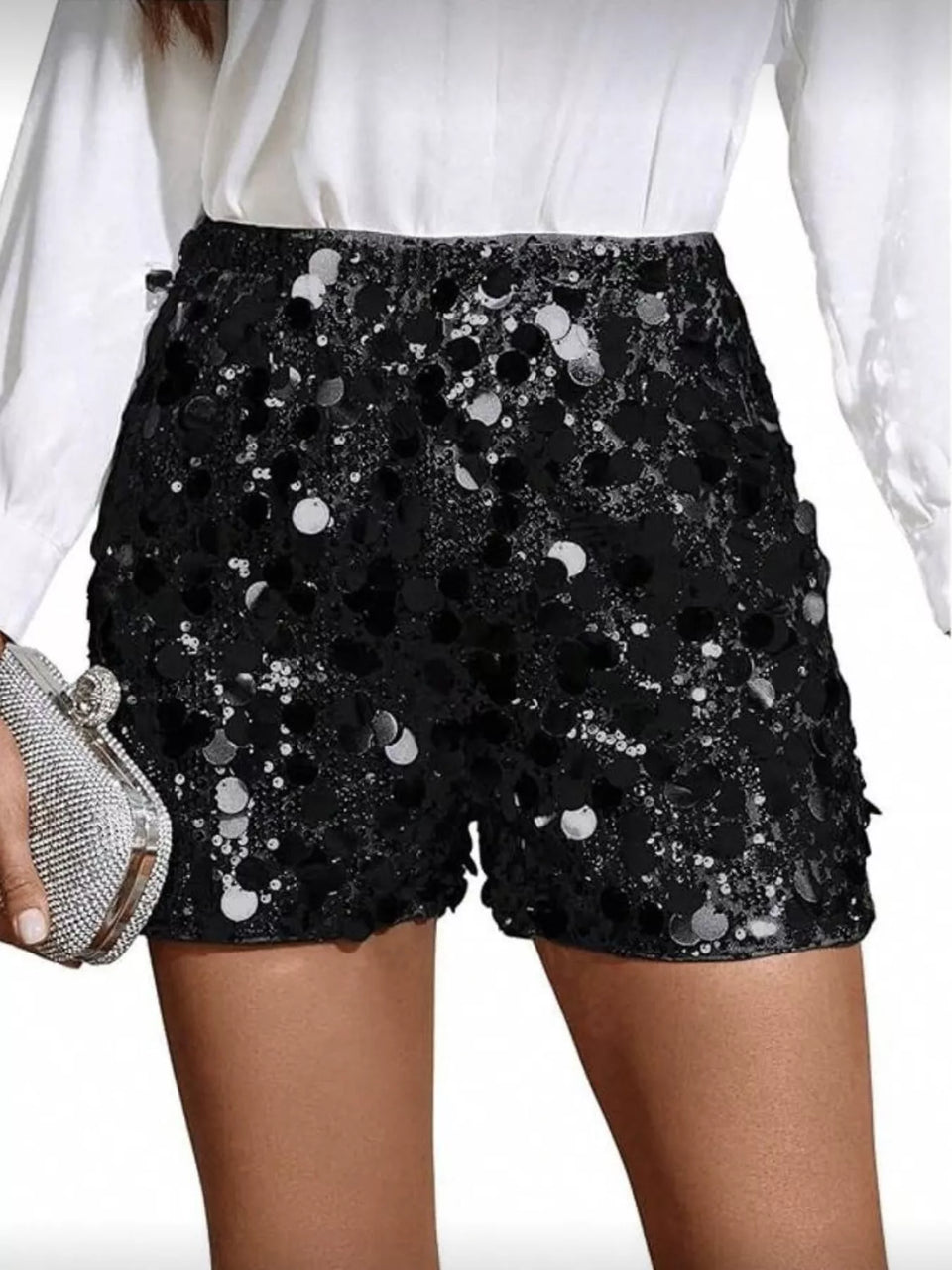 High-Waisted Sequin Shorts