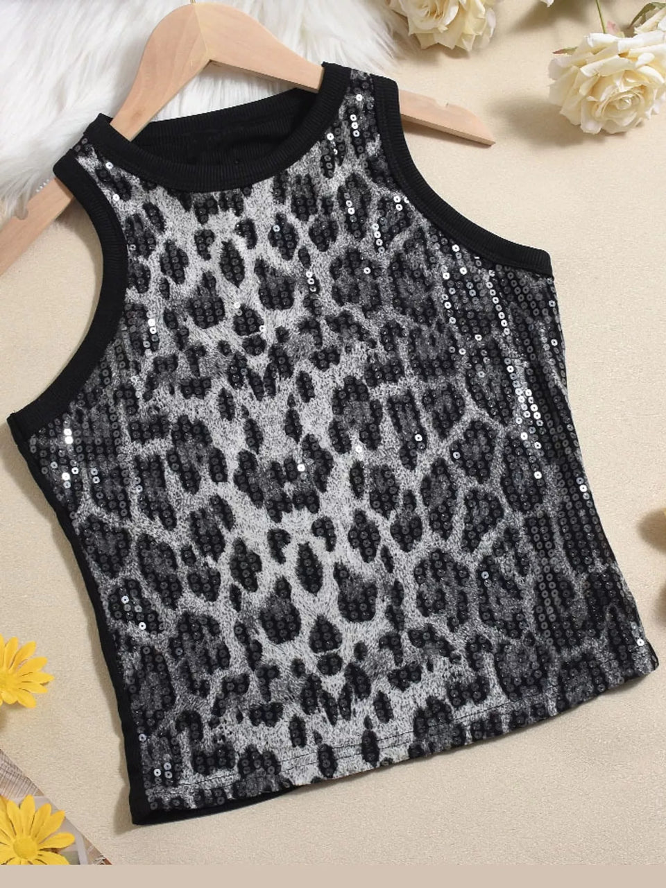 Sequin Round Neck Tank