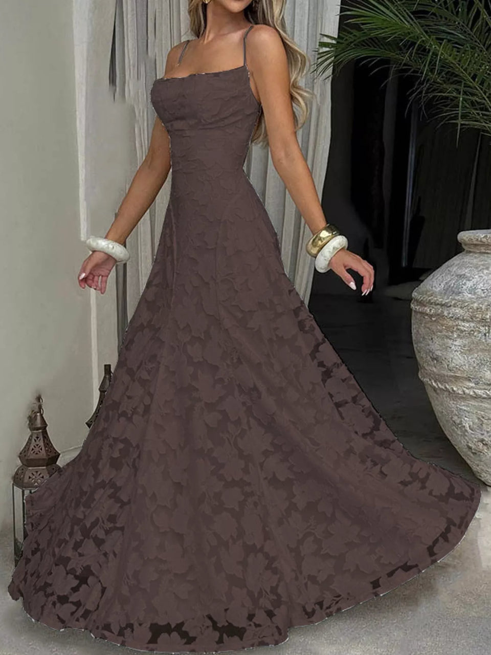Backless Lace Maxi Dress