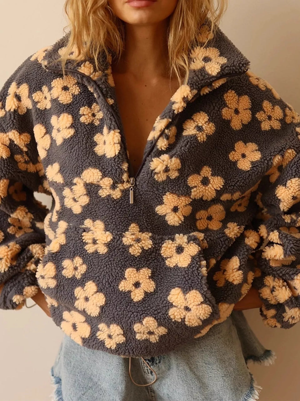 Quarter-Zip Sherpa Sweatshirt