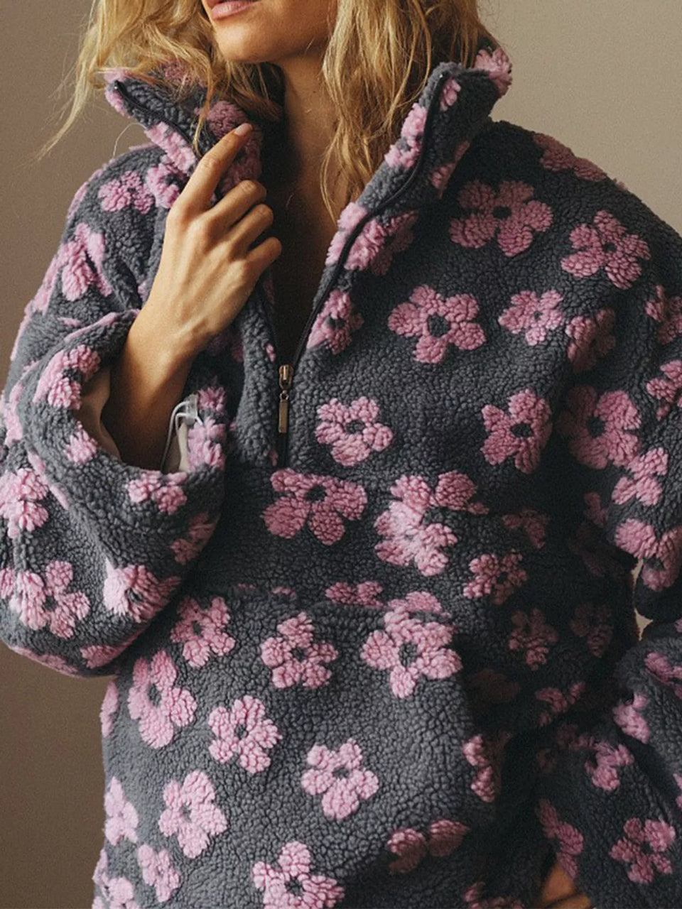 Quarter-Zip Sherpa Sweatshirt