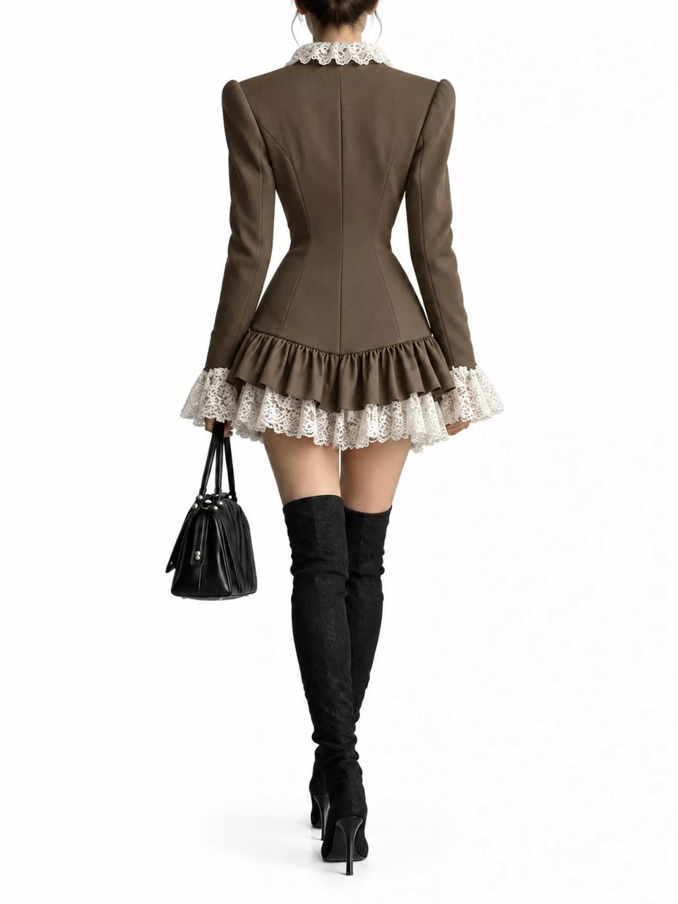 Lace Trim Blazer Dress