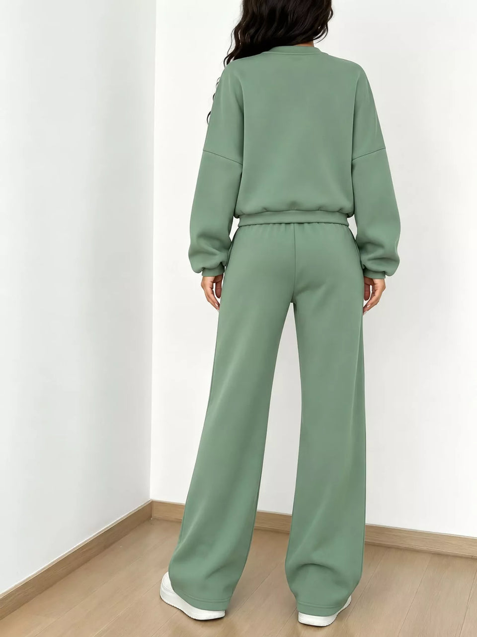 Casual Zip-Up Jacket and Wide-Leg Sweatpants Set