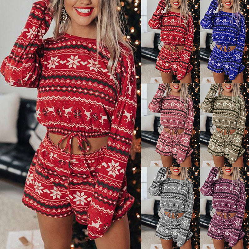 Julpyjamas med lång ärm – mönstrat set
