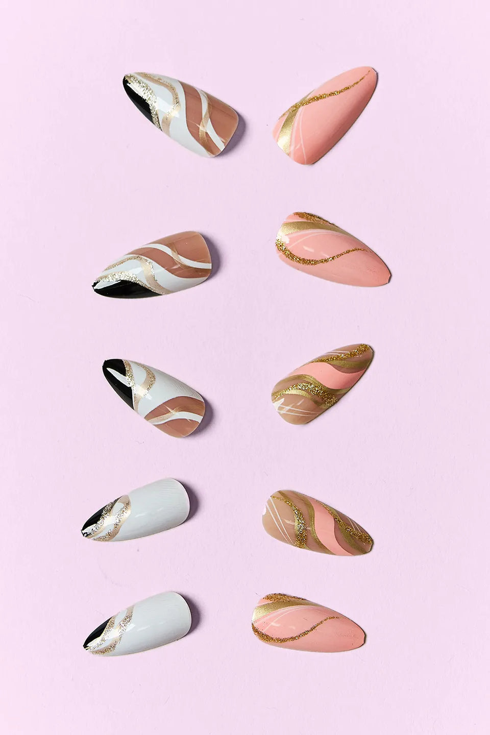 SO PINK BEAUTY Press-On Nails 2-Pack – Marbled Magic, Lover Girl, Dreamy, Heartbreaker