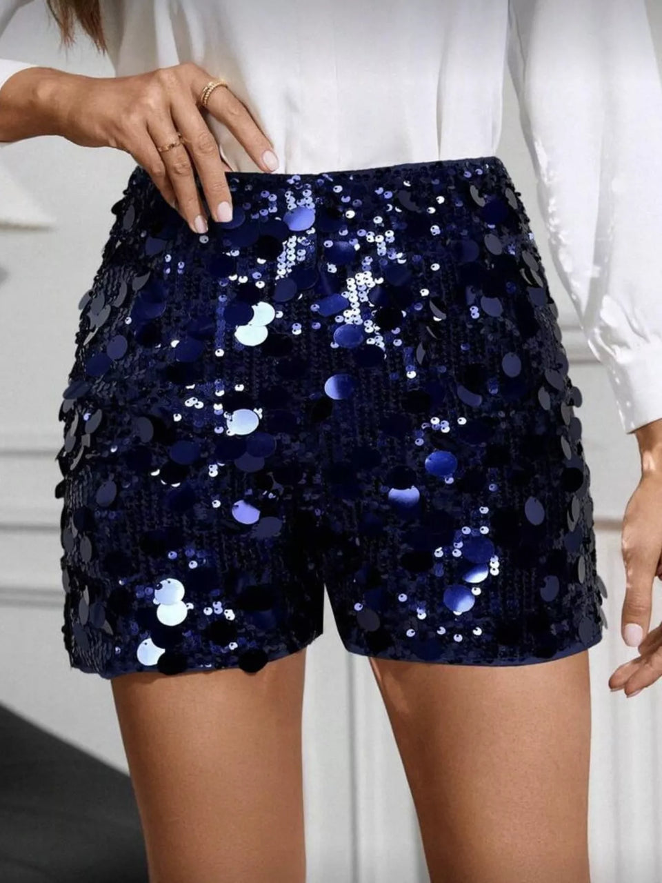 High-Waisted Sequin Shorts