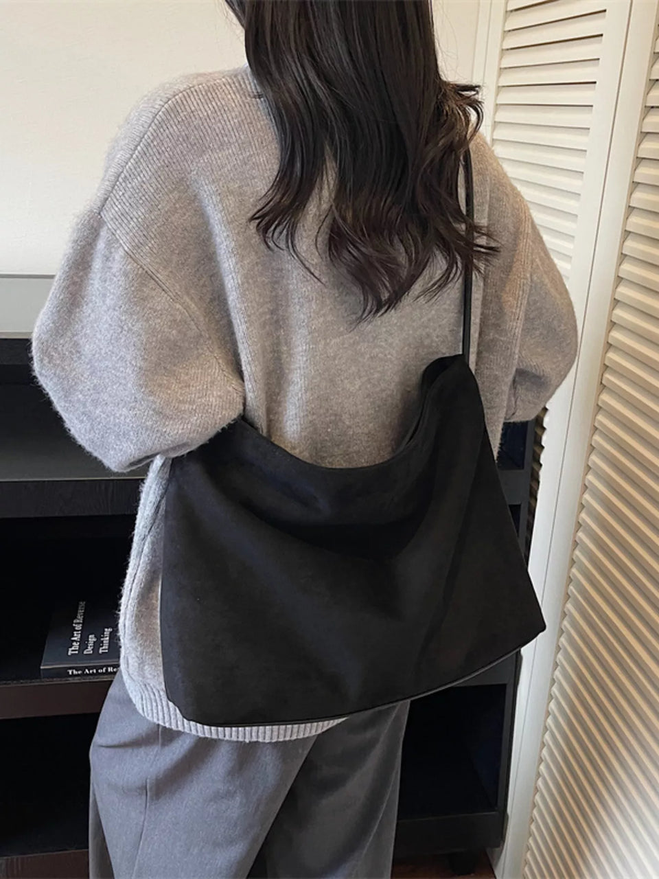 Suede Slouchy Shoulder Bag