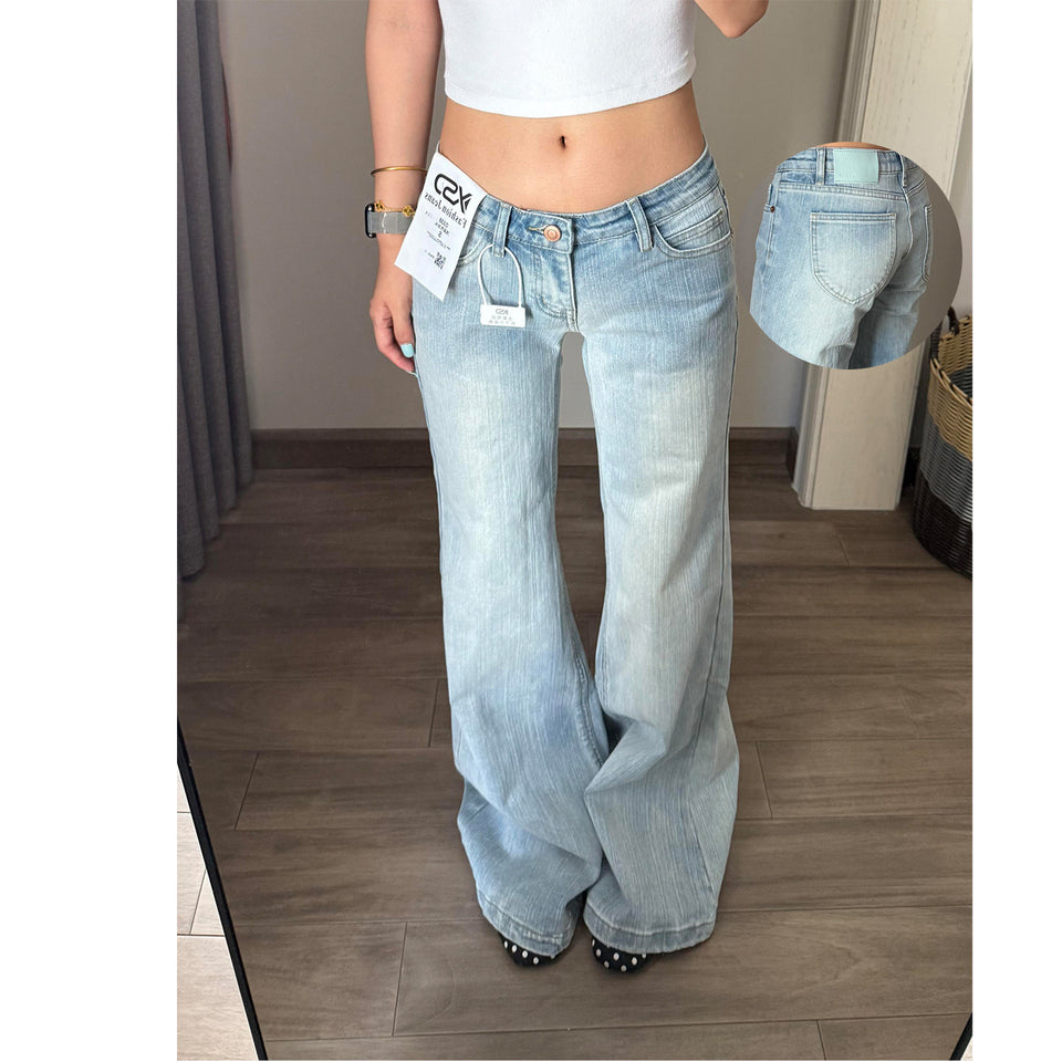 Ljusa vintagejeans med låg midja och vida ben
