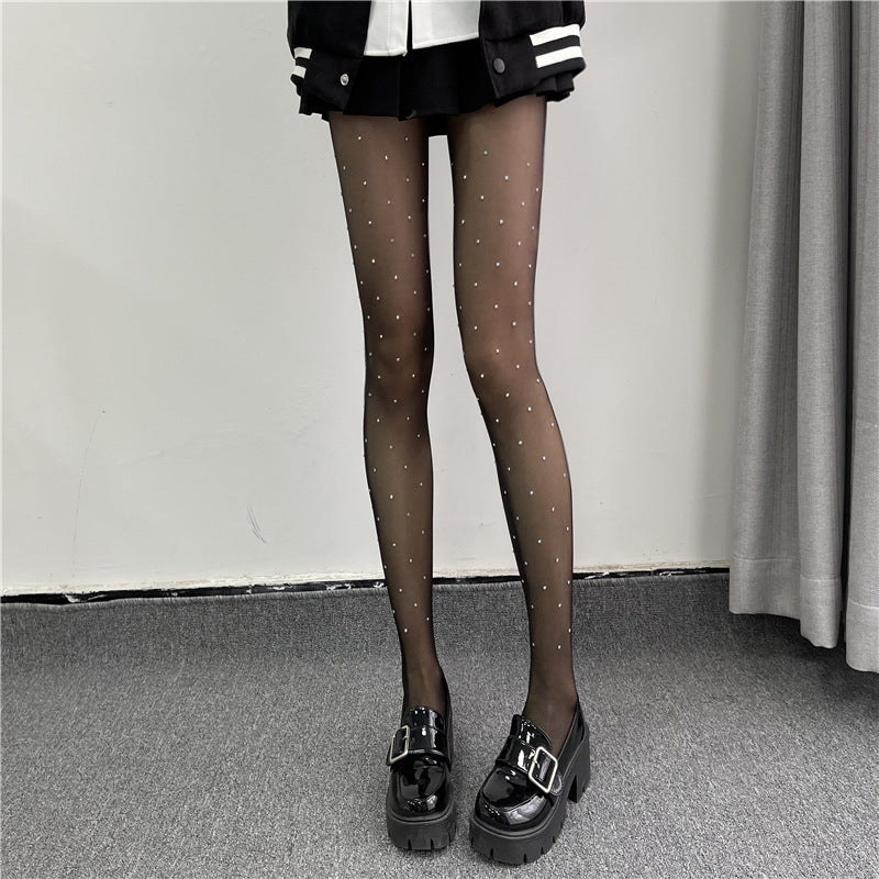 Tunna strumpbyxor med glittrande strass