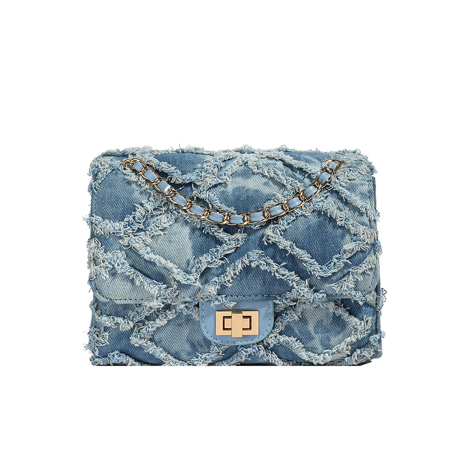 Denimväska crossbody med kedjeremsa