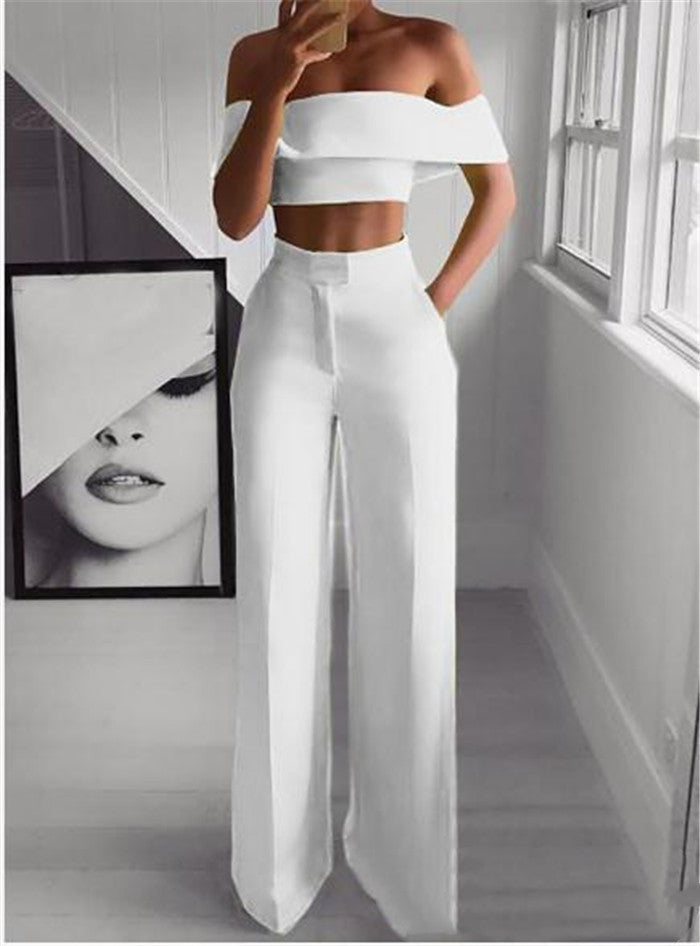 Set med off shoulder-topp och vida byxor