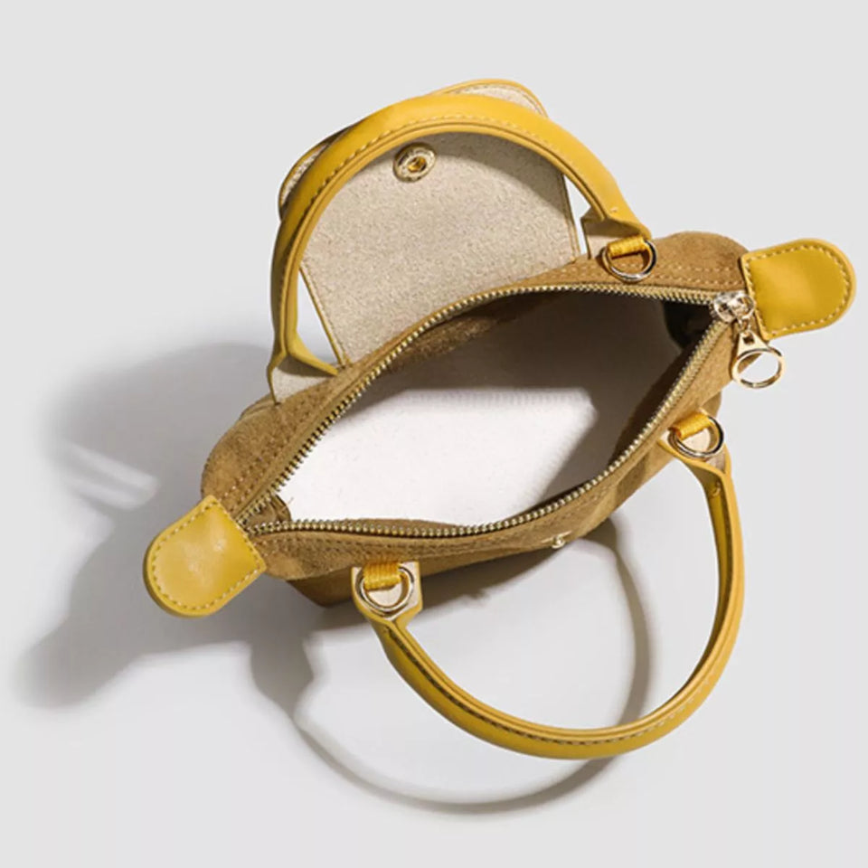 Stylish Two-Tone Suede Crossbody Bag