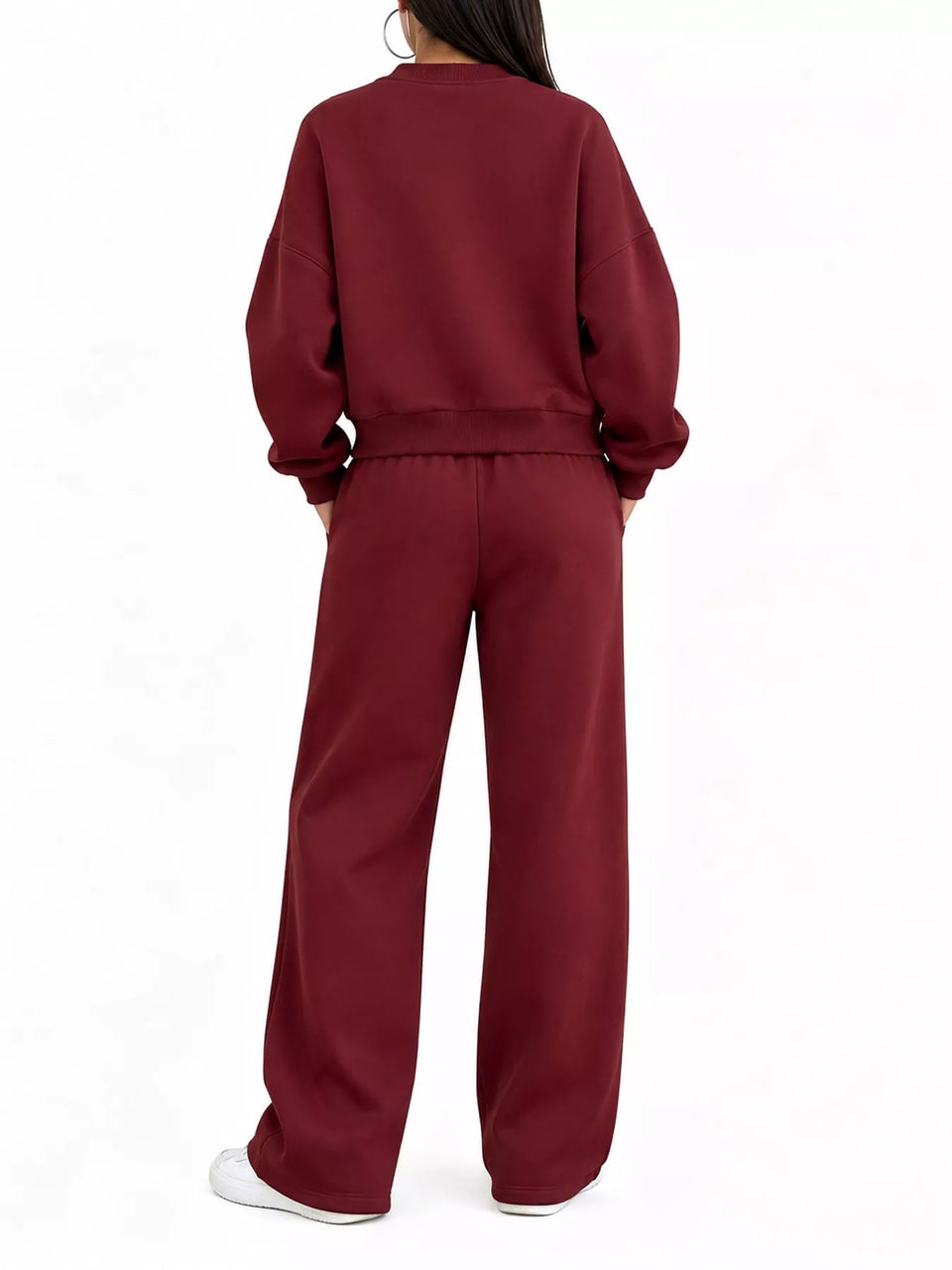 Casual Zip-Up Jacket and Wide-Leg Sweatpants Set