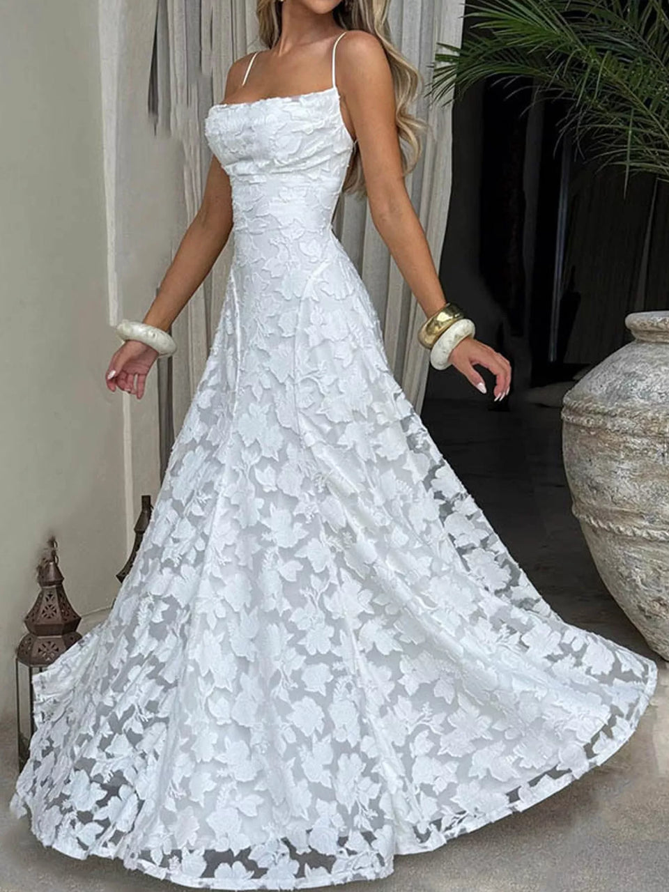 Backless Lace Maxi Dress