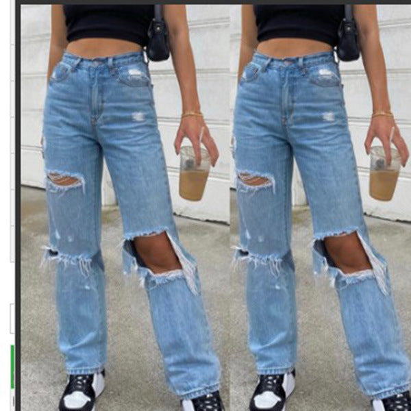 Vida slitna jeans med hög midja