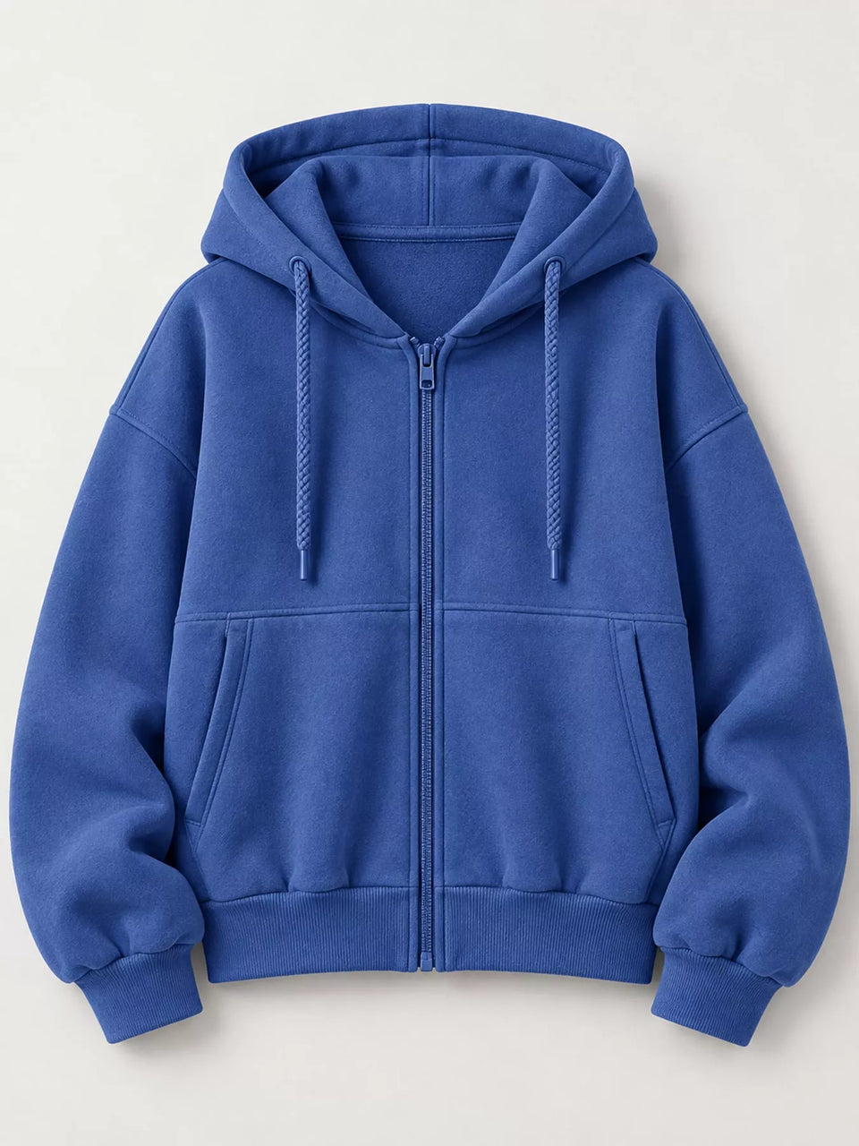 Oversized Zip-Up Cropped Hoodie