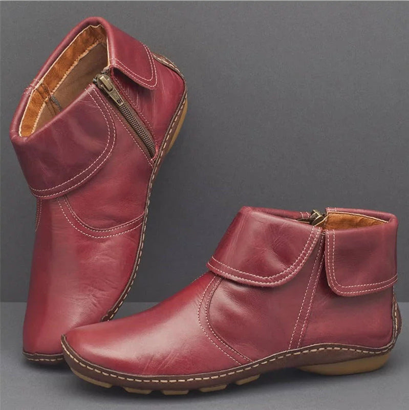 Platta ankelboots med dragkedja