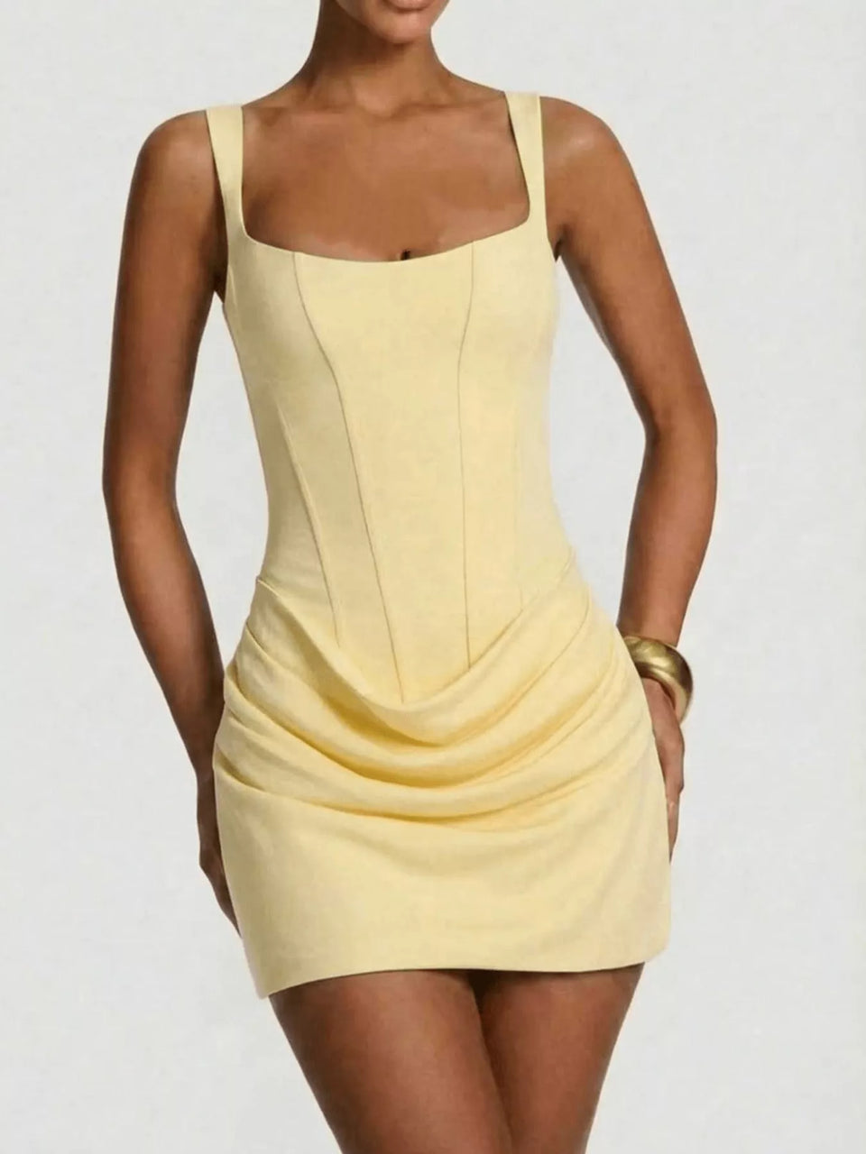 Corset-Style Mini Dress with Ruched Detail
