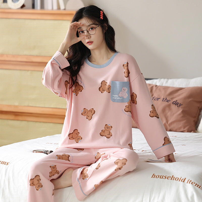 Pyjamasset med lång ärm och byxa – mönstrat