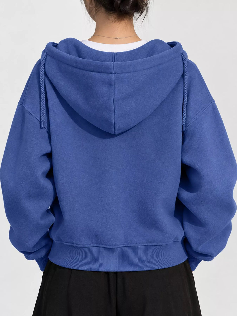 Oversized Zip-Up Cropped Hoodie