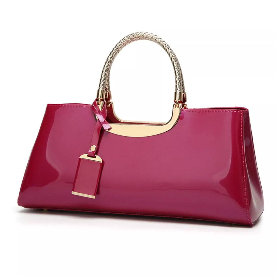 Patent Leather Handbag with Top Handle